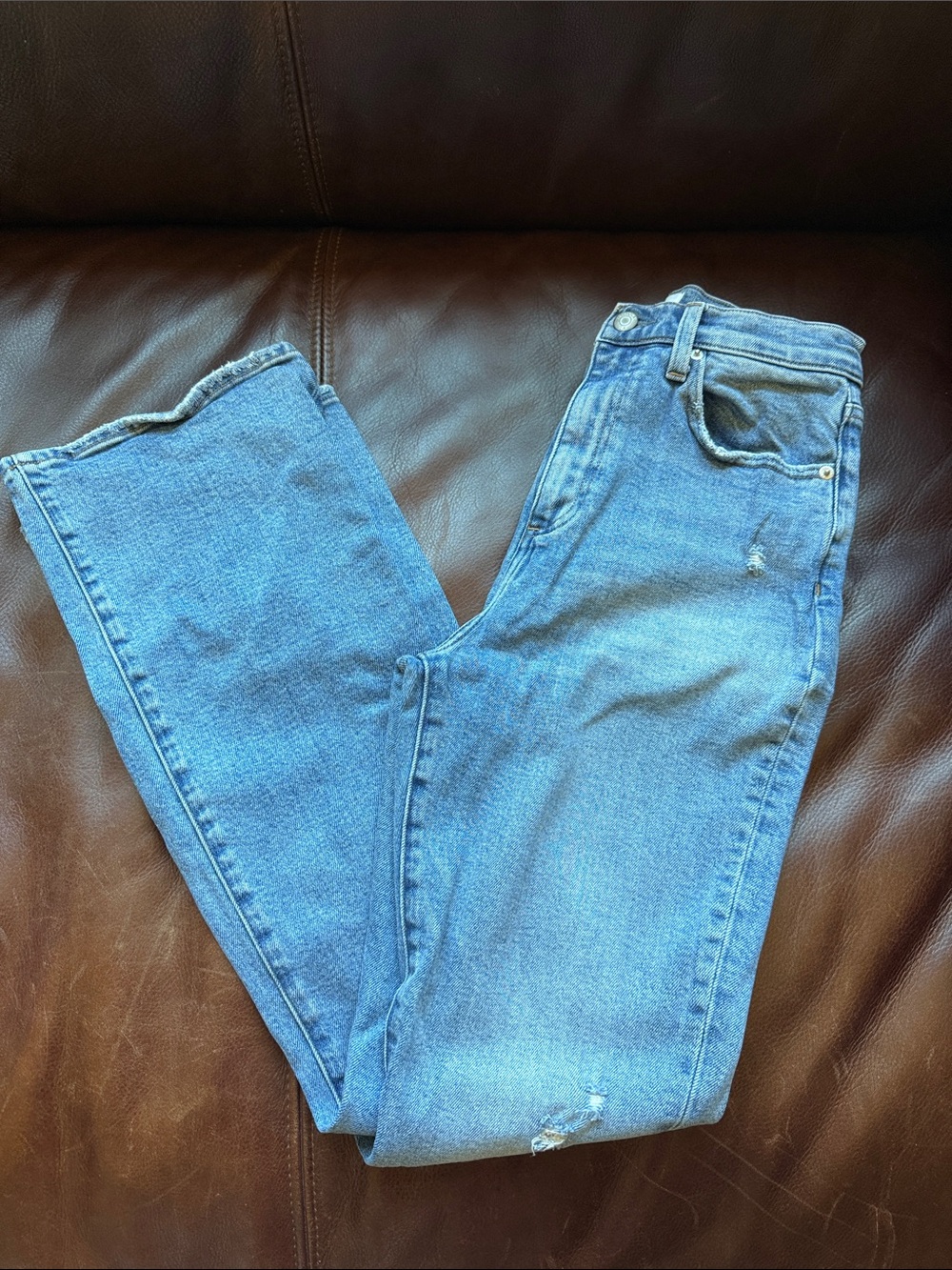 pistola faded blue high-rise flare jeans